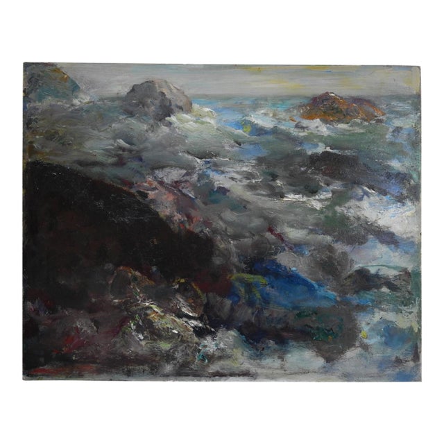 Mid 20th Century Impressionist Rocky Seascape Painting For Sale