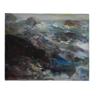 Mid 20th Century Impressionist Rocky Seascape Painting