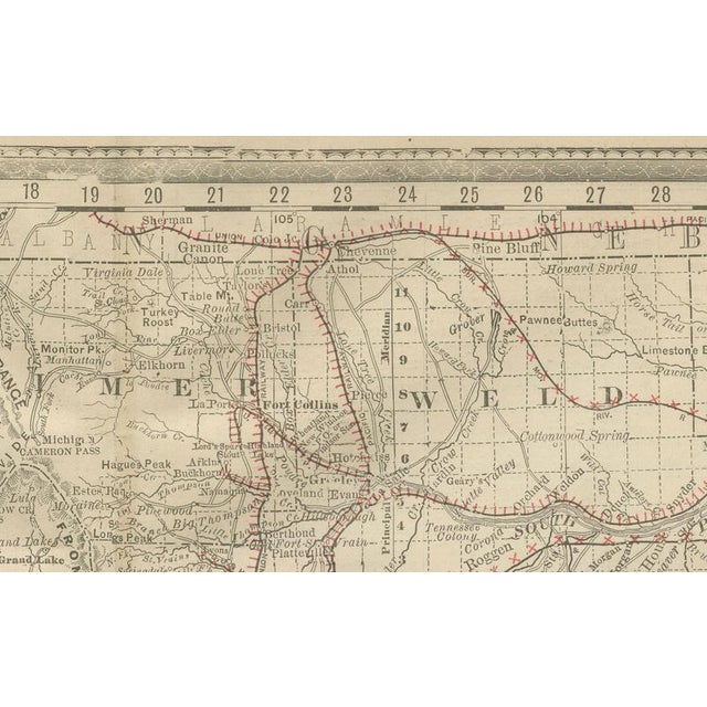 Antique Map of Colorado – Railroads, Mining Towns & Counties, 1888 This antique engraved map depicts the state of Colorado...