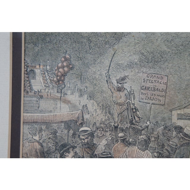 Sculpture Materials Antique Fair of St Cloud Near Paris Hand Colored Engraving For Sale - Image 7 of 9