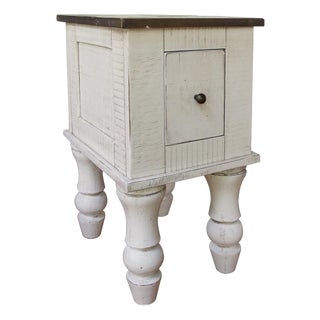 Avalon Rustic Farmhouse 1 Drawer Side Table - White For Sale