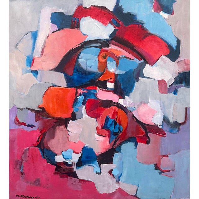 A 1969 oil on canvas painting by American artist George S. Coggeshall (1914-1994). Bursts of vibrant color in shades of...