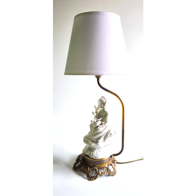 Mid 20th Century Bronze and Biscuit Porcelain Table Lamp For Sale - Image 15 of 15
