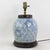Mid 20th Century Blue and White Antique Porcelain Vase Lamp With Cobalt Scalloped Cloud Motif on Wood Base For Sale - Image 5 of 12