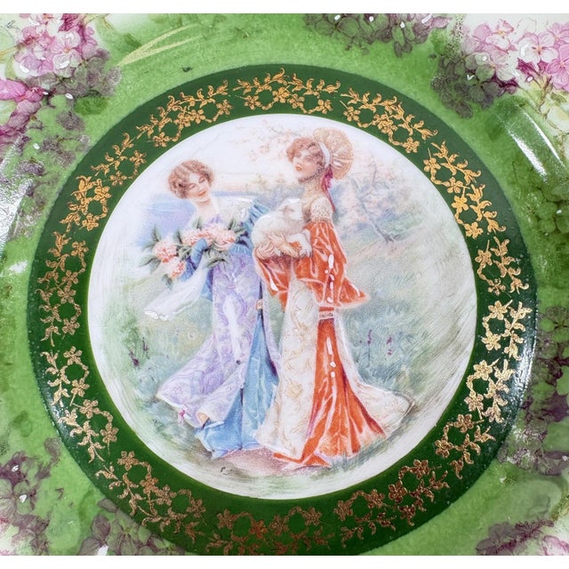 Traditional Antique Moschendorf Bavaria "Ladies of Leisure" Cabinet Plates - Set of 6 For Sale - Image 3 of 9