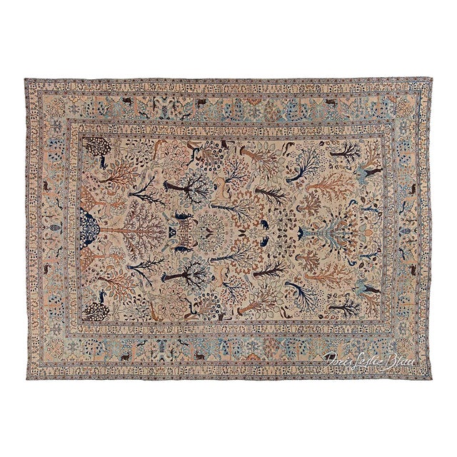 Antique Persian Tabriz Animal Design Carpet For Sale