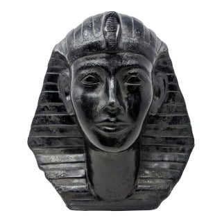 Antique Egyptian Revival Cast-Metal Pharaoh Bust For Sale