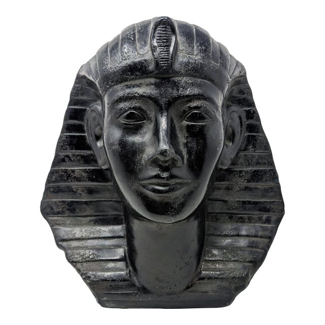 Antique Egyptian Revival Cast-Metal Pharaoh Bust For Sale