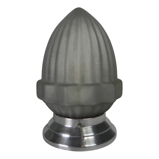 Art Deco Ceiling Lamp with Frosted Glass Shade, 1930s For Sale