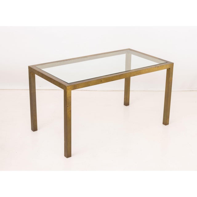 Metal Late 20th Century Modern Glass Top Brass Dining Table For Sale - Image 7 of 7