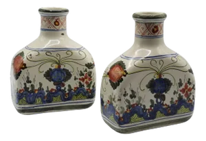 Antique Italian Faience Vases Flasks, a Pair