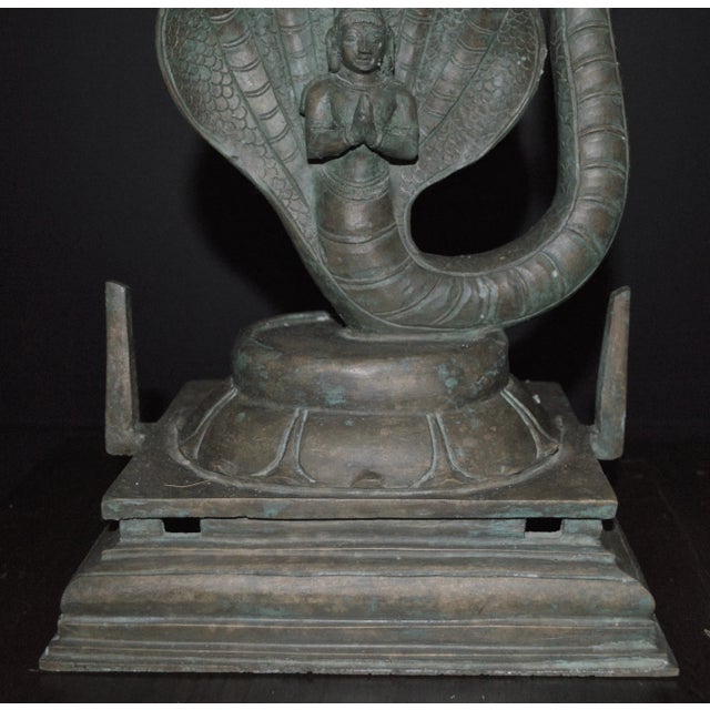 Mid Century Indian Chola Style Bronze Metal Krishna Dance Snake Tandava Tall Large Antique Statue Figure For Sale In Los Angeles - Image 6 of 13