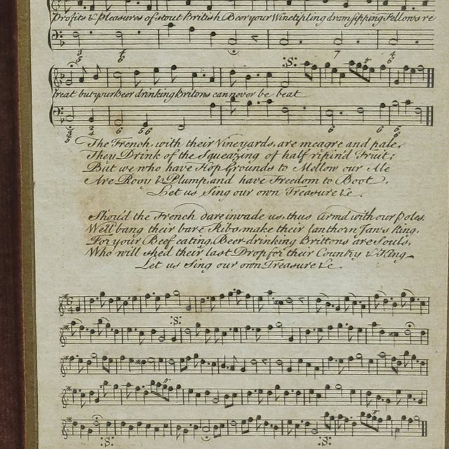Pair of Late 18th Century English Hand-Tinted Engraved Music Sheets, “The Charms of Celia” & “The Beer-Drinking Briton,” C. 1780 For Sale In Raleigh - Image 6 of 11