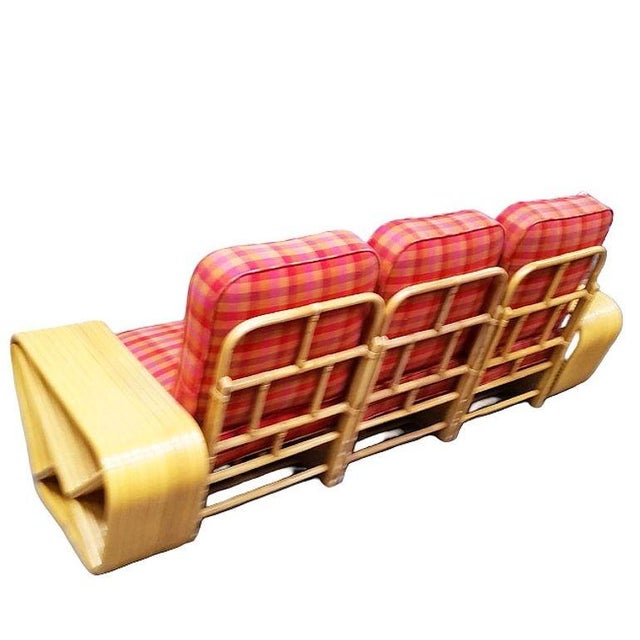 1950s Restored Mid-Century10 Strand Square Pretzel Rattan 3-Seater Sectional Sofa For Sale - Image 5 of 5