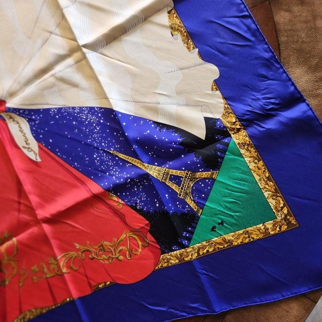 1980s Hermès Silk Scarf Hilton McConnico Souvenirs De Paris Boxed For Sale - Image 9 of 13