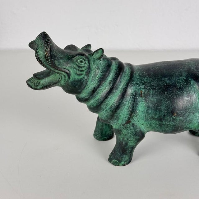 Contemporary Patinated Hippopotamus Sculpture, 1980s, Bronze For Sale - Image 3 of 15