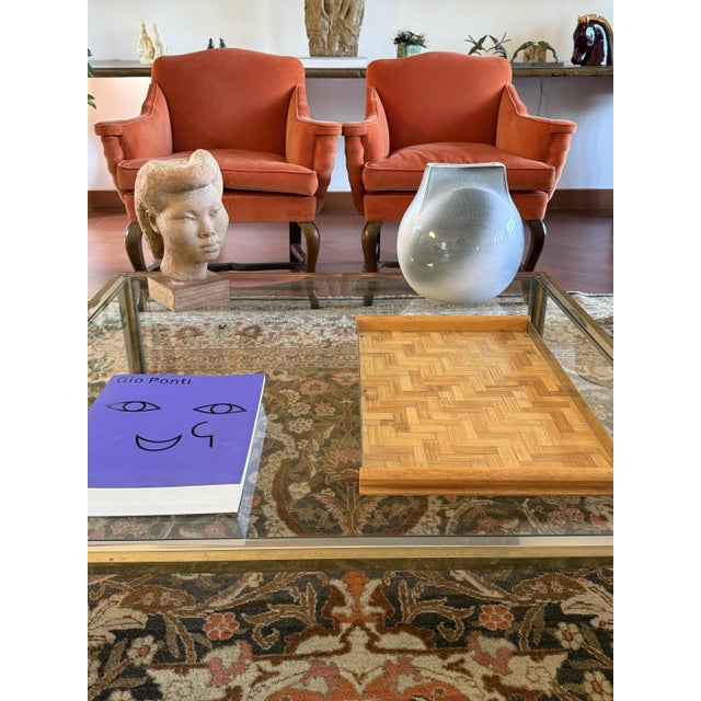 Brown Hollywood Regency Bamboo and Brass Tray, Italy, 1970s For Sale - Image 8 of 16