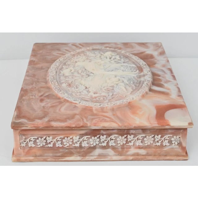 American Oversized HandCarved Incolay Stone Jewelry Box Chairish