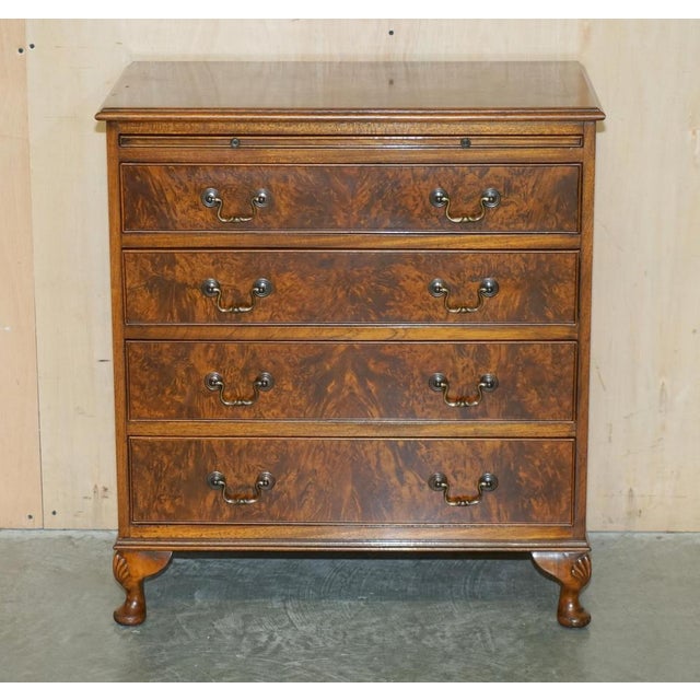Vintage Burr Walnut Chest of Drawers with Butlers Serving Tray, 1940s For Sale - Image 3 of 18