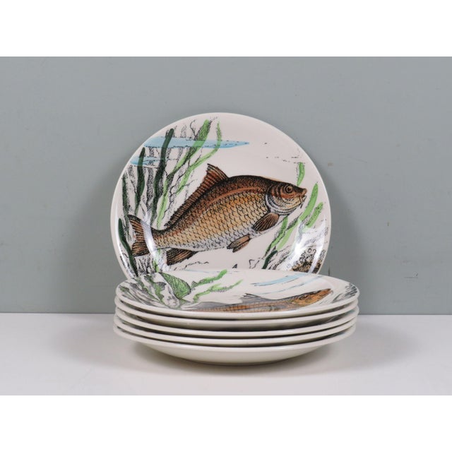 Vintage French Sologne Fish Dinner Plates from Gien, France, 1970s, Set of 6 For Sale - Image 10 of 10