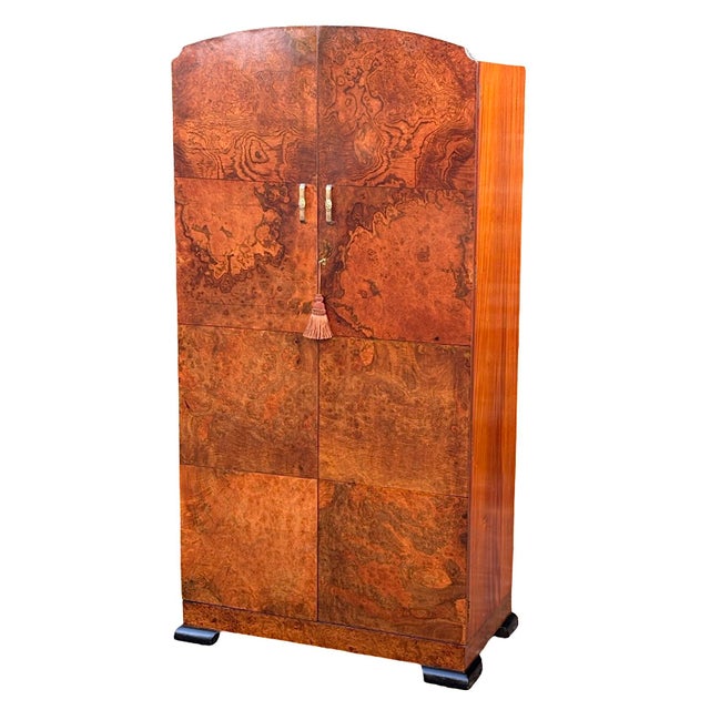 Brown Art Deco Wardrobe in Burr Walnut Veneer, 1920s For Sale - Image 8 of 13