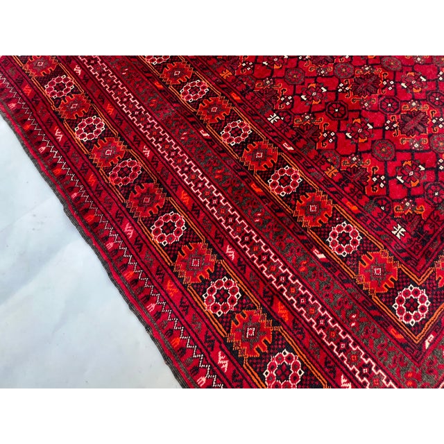 Tribal Vintage Afghan Bashiri All-Over Gul Rosette Tribal Room Rug - 9'3" X 6'9" For Sale - Image 3 of 12