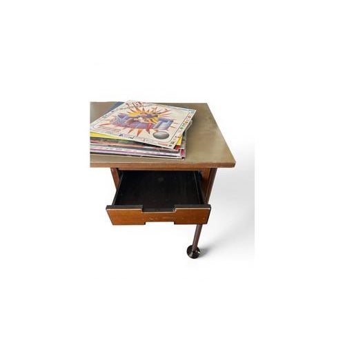 Vintage Modern Desk in Wood and Chromed Metal, 1970s For Sale - Image 4 of 9