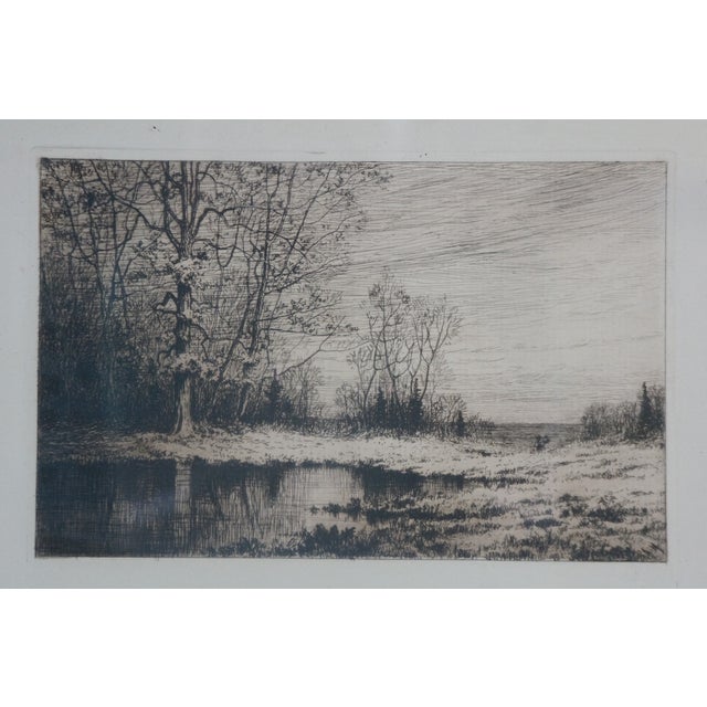 Late 19th Century Antique 1881 Henry Farrer the Last Walk in Autumn Landscape Etching 13" For Sale - Image 5 of 8