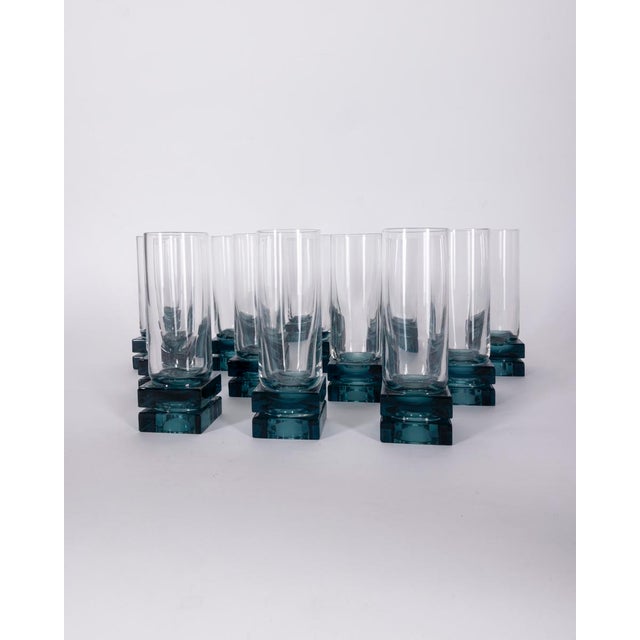 Vintage Italian Blue Crystal Glasses, 1970s, Set of 12 For Sale - Image 9 of 9