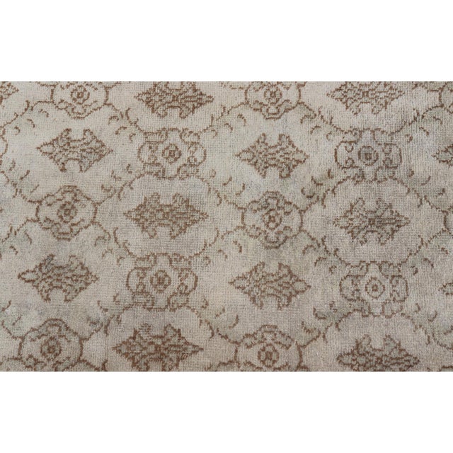 Brown Vintage Turkish Oushak Runner With Light Brown All-Over Latticework Design 2'1'' X 8'7'' For Sale - Image 8 of 12