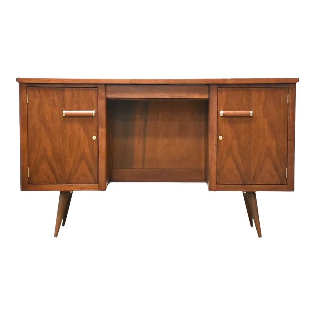 Tall Walnut Mid Century Desk For Sale
