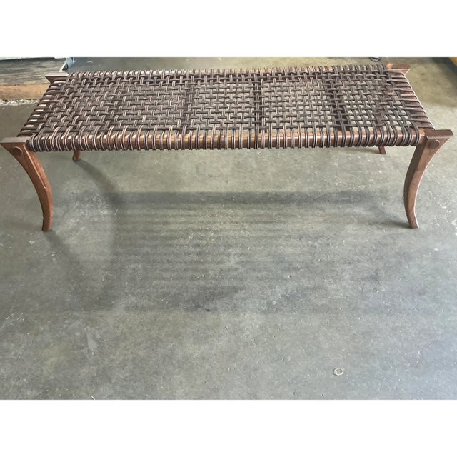 Wood Mid Century Solid Walnut Klismos Ottoman For Sale - Image 7 of 8