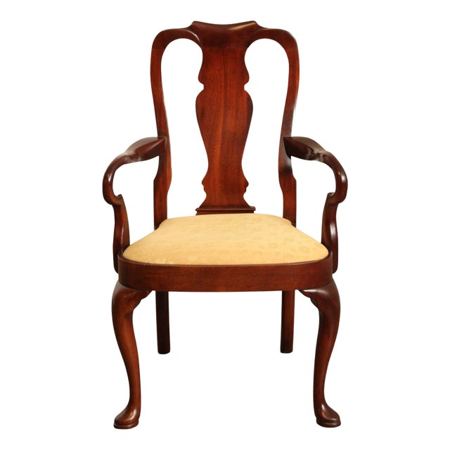 Queen Anne Style Vintage Mahogany Armchair For Sale