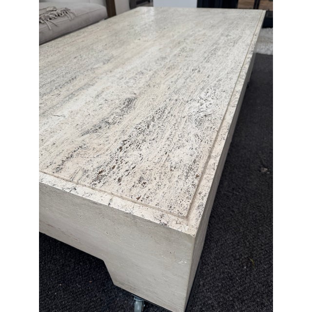 1970s Vintage Modern Travertine Coffee Table For Sale - Image 4 of 4
