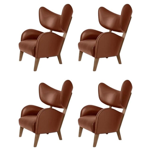 Brown Leather Smoked Oak My Own Chair Lounge Chairs by Lassen, Set of 4 For Sale - Image 10 of 10