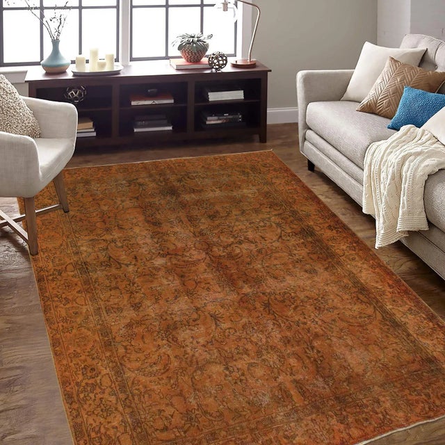 Antique Vintage Distressed Florenci Orange/Brown Wool Rug - 8'0" X 11'2" A mesmerizing addition to any decor, this brand-...