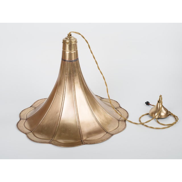 Vintage Brass Gramophone Horn Pendant Light – Expertly Restored For Sale - Image 6 of 10