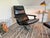Mid-Century Modern Set of Mid-Century Lounge Chair and Ottoman in Black Leather and Chrome, 1960s, Set of 2 For Sale - Image 3 of 17