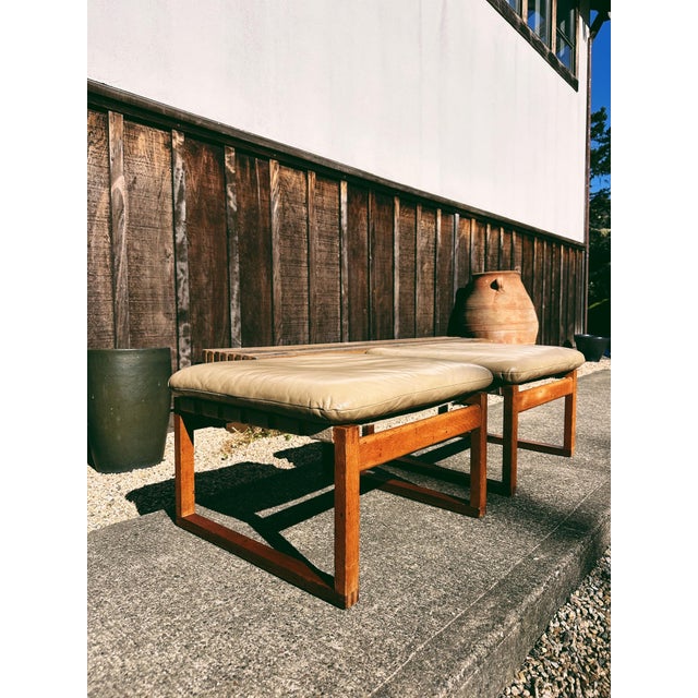 Børge Mogensen Model 246 Ottomans in Oak + Teak Attributed to Børge Mogensen for Fredericia, 1957 / Set of 2 For Sale - Image 4 of 12