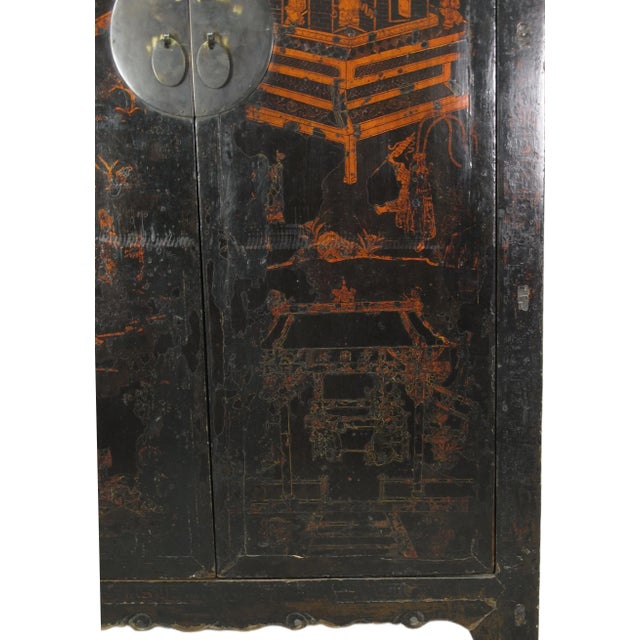 Black Large 84" Inch Tall Black Chinese Antique Cabinet For Sale - Image 8 of 13