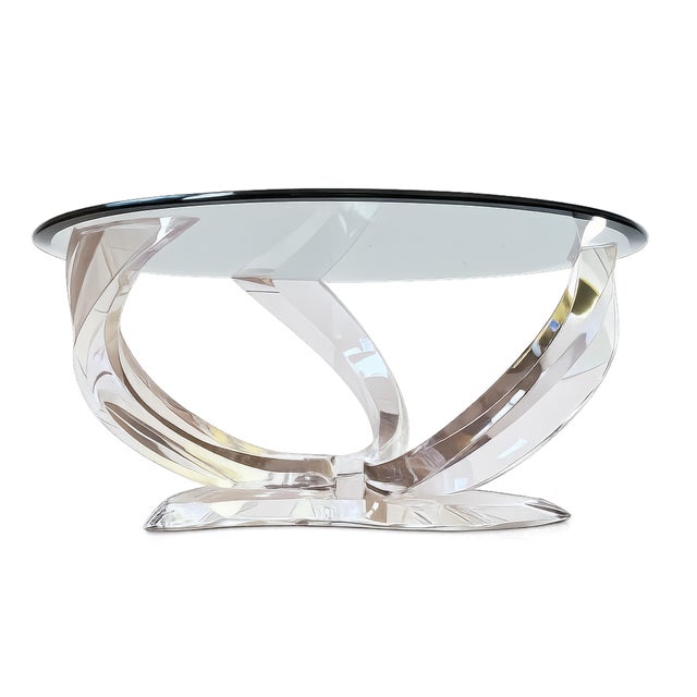 1980s Sculptural 'Cyclone' Coffee Table in Lucite & Glass by Shlomi Haziza, 1980s For Sale - Image 5 of 15