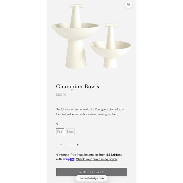 Champion Bowl by Studio a (Global Views) in a Soft Ivory Finish Small For Sale - Image 9 of 9