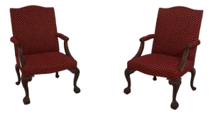 Pair Southwood Ball & Claw Mahogany Library Armchairs