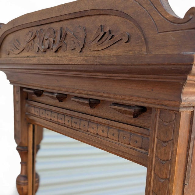 Victorian Antique Carved Wood Wall Mirror With Ornate Victorian Detailing, 1900–1909 For Sale - Image 3 of 18