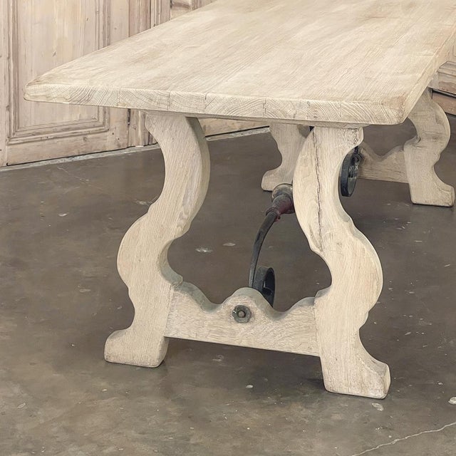 Vintage Spanish Dining Table With Wrought Iron in Solid Stripped Oak For Sale - Image 15 of 18