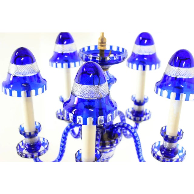 1940s Czechoslovakian Blue Glass Chandelier, 1940s For Sale - Image 5 of 12