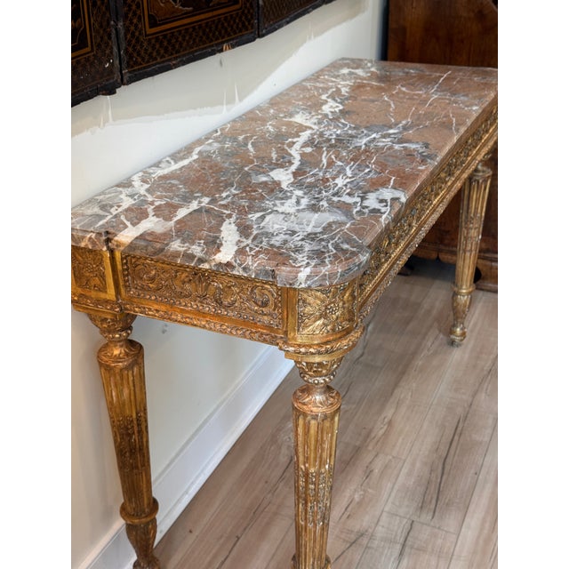 Late 18th Century French Carved Giltwood Marble Top Console Table For Sale - Image 11 of 13