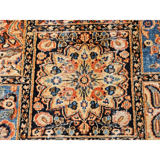 19th Century Persian Khorassan Rug, Hand-Knotted Wool, Allover Floral Panel Design, Green & Blue, 10x13 For Sale - Image 4 of 18