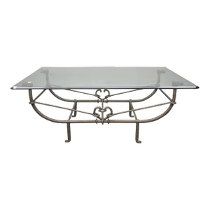 Paul Ferrante "Emilio" Wrought Iron Coffee Table With Glass Top