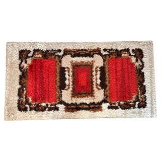 Abstract Graphic Wall or Floor Wool Rug, 1960s For Sale